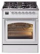 Ilve® Nostalgie II Noblesse 30" White Pro Style Dual Fuel Range with Chrome Trim-0