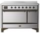 Ilve® Majestic III 48" Stainless Steel Pro Style Induction Range with Solid Door and Burnished Trim-0