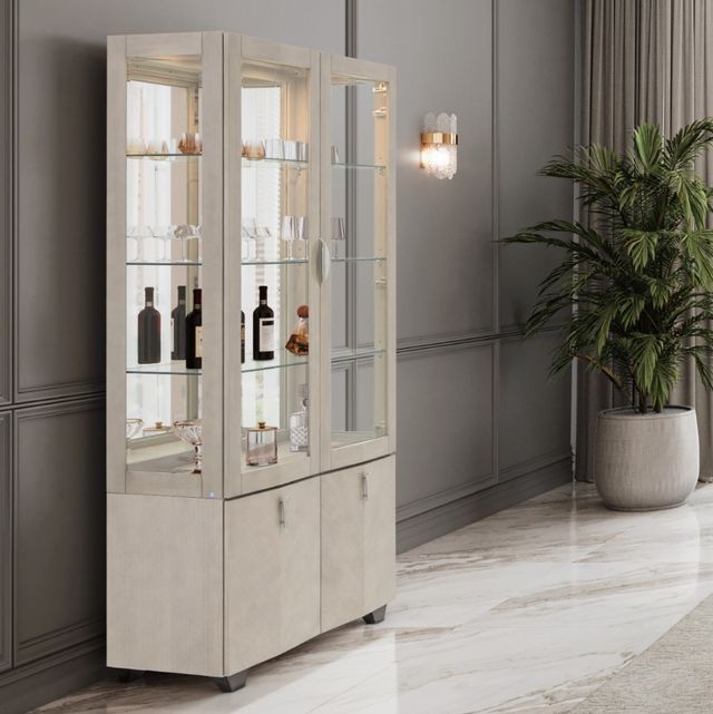 Michael Amini® Fantosini Silver Leaf Display Cabinet-1