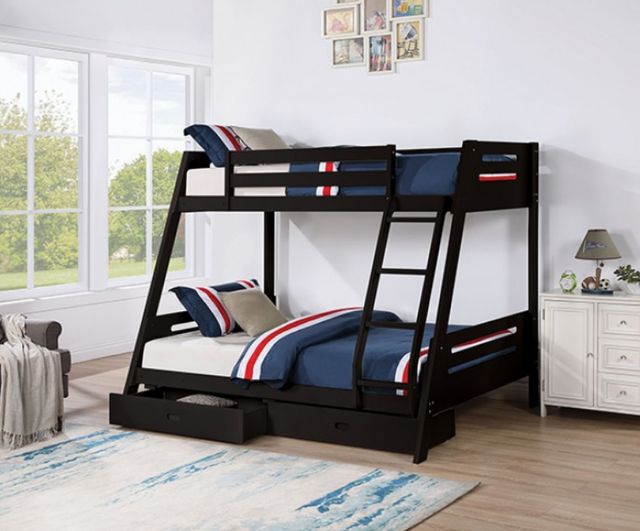 Furniture of America® Emilee Black Twin/Full Bunk Bed-1