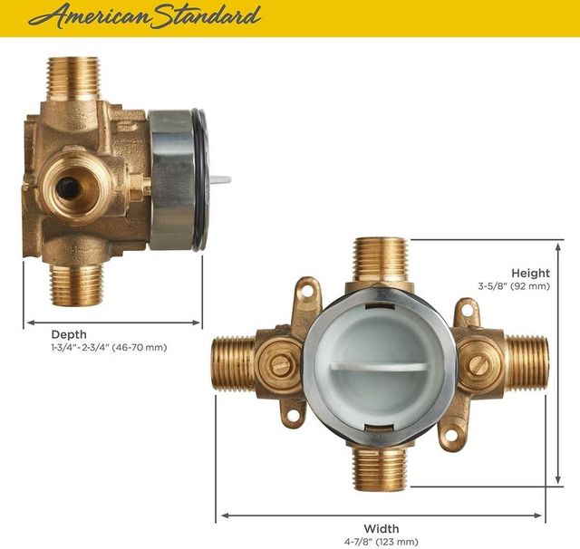 American Standard Flash® Shower Rough-In Valve with Universal Inlets/Outlets and Screwdriver Stops-3