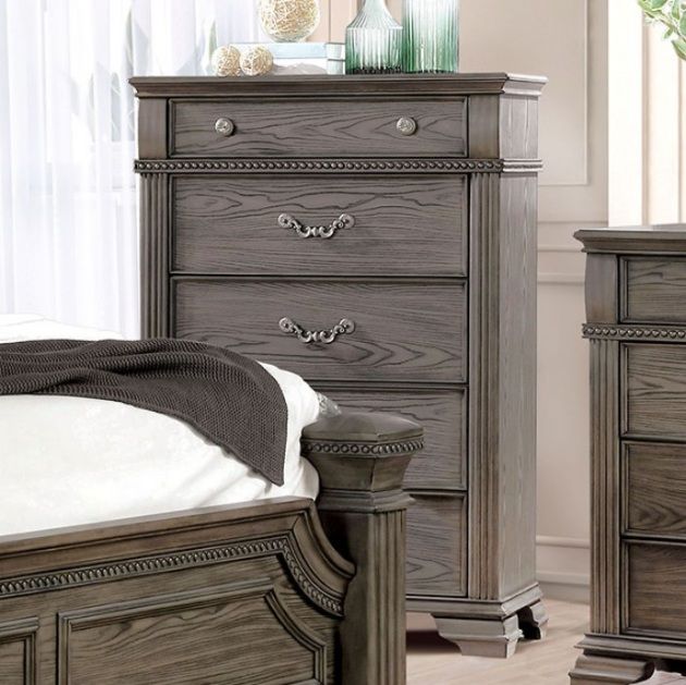 Furniture of America® Pamphilos 5-Piece Gray Queen Poster Bed Set-3