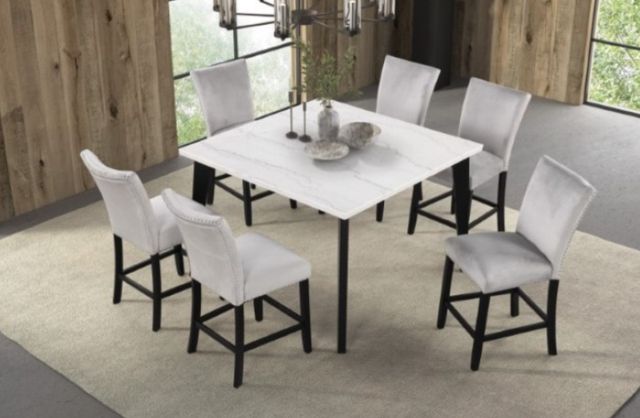 Furniture of America® Sabro White Square Counter Table with Black Base-1