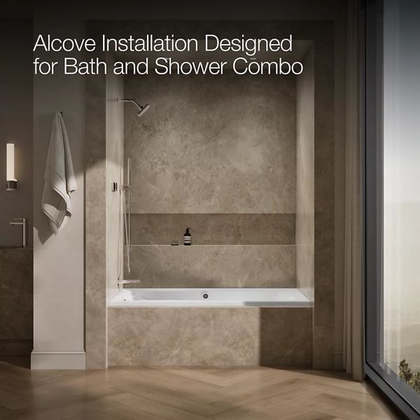 KOHLER® Mariposa® White 66" X 36" Alcove Whirlpool-3