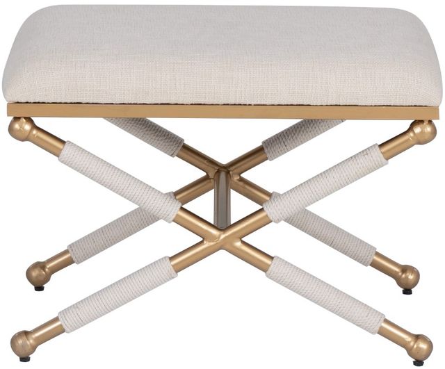 Linon Campaign Gold/Oatmeal Accent Stool-2