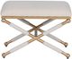 Linon Campaign Gold/Oatmeal Accent Stool-2