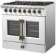 FORNO® Galiano Series Alta Qualita 36" White and Antique Brass Pro Style Dual Fuel Range-3
