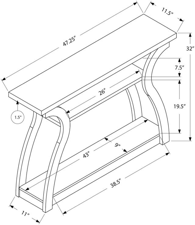 Monarch Specialties Inc. 47"L White Hall Console Table -3