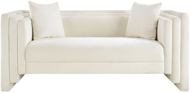 Meridian Furniture Everett Cream Chenille Fabric Loveseat-1