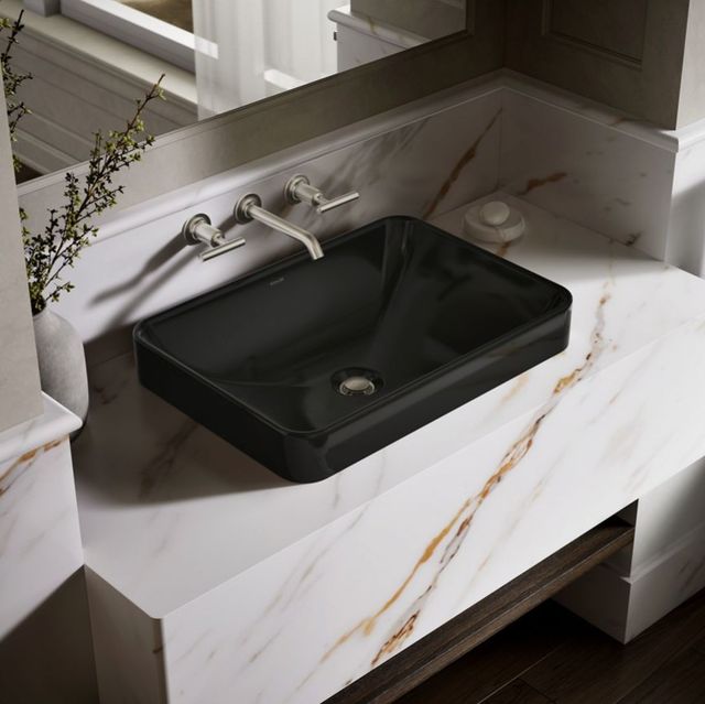 Kohler Vox® Black 23.75" Rectangular Vessel Bathroom Sink-2