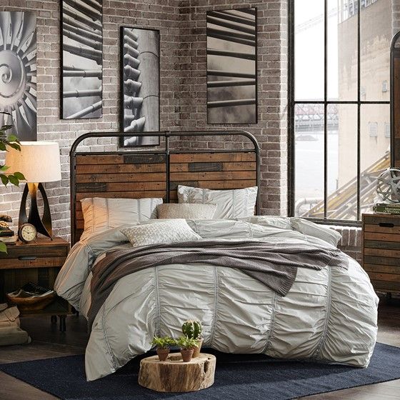 Olliix by INK+IVY Renu Light Brown Mulit/Gun Metal Queen Headboard-2