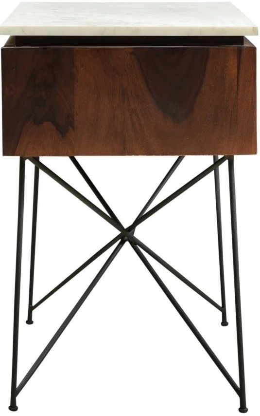 Moe's Home Collection Dominic Brown Nightstand with White Marble Top-1