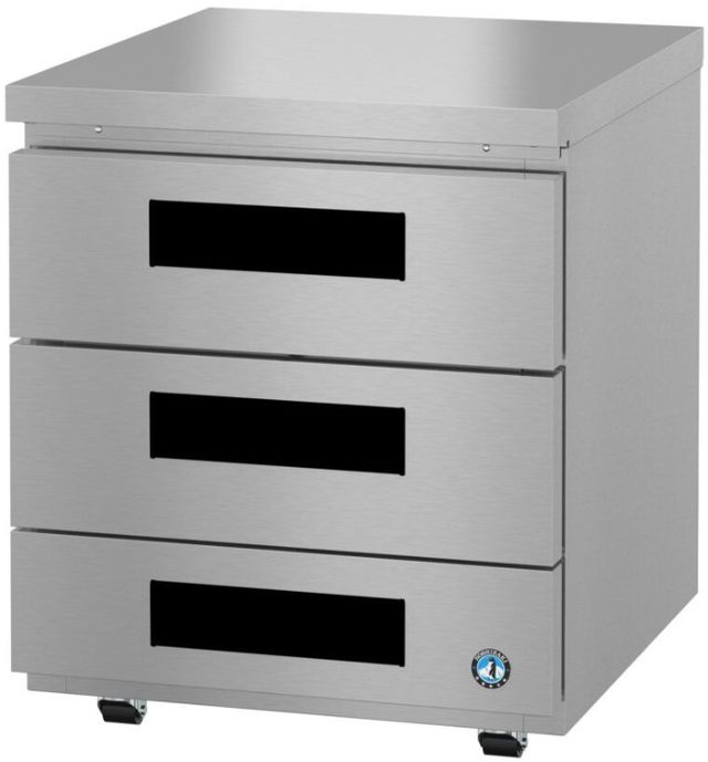 Hoshizaki Steelheart® 27" 6.21 Cu. Ft. Stainless Steel Single Section Undercounter Low Profile Refrigerator with 3-Stainless Drawers-2