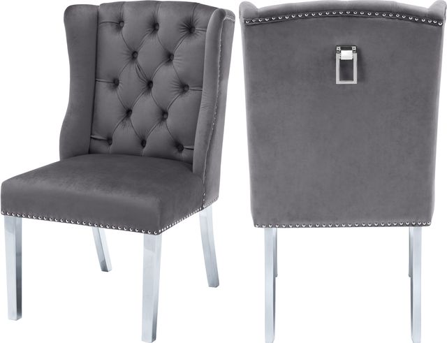Meridian Furniture Suri Gray Velvet Dining Chair-2