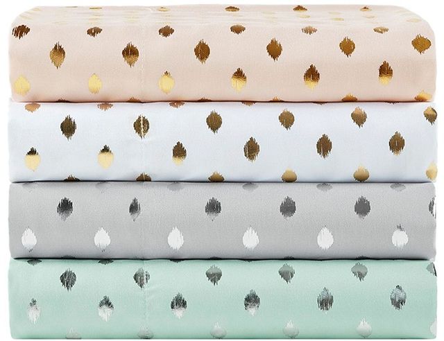 Olliix by Intelligent Design White/Gold Twin Metallic Dot Printed Sheet Set-4