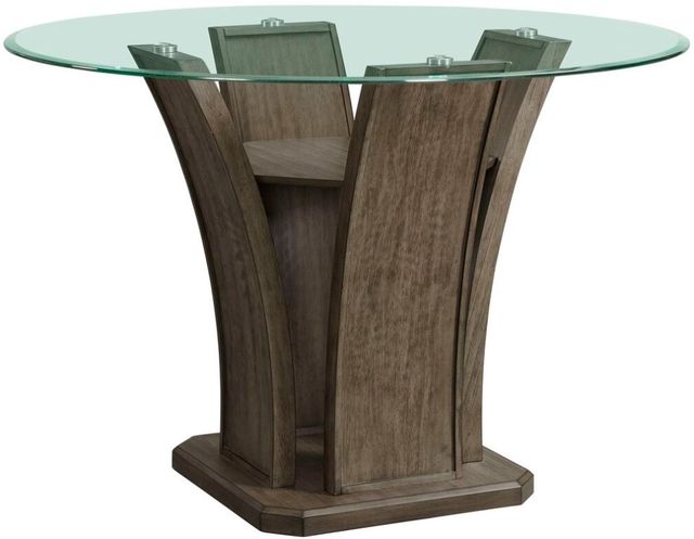 Elements International Dapper Glass Top Round Counter Table with Gray Base-0