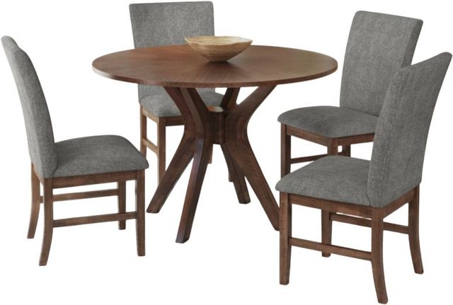 Elements International Santa Barbara 5-Piece Dark Gray/Walnut Round Dining Set-0