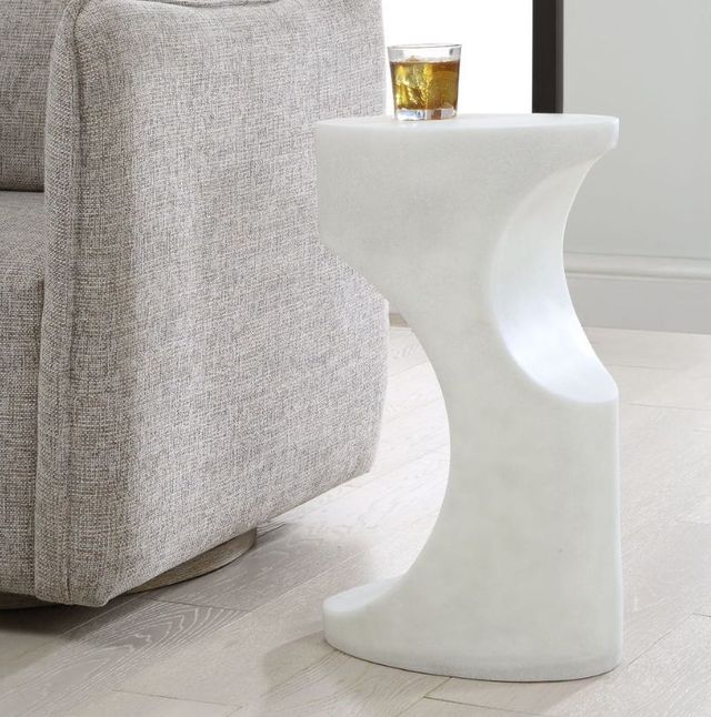 Uttermost® Stevie White Stone Composite Indoor-Outdoor Accent Table-2