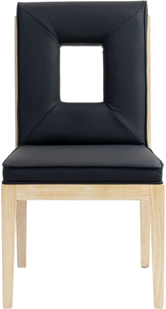 Meridian Furniture Gwendolyn Black/Natural Vegan Leather Dining Side Chair-1