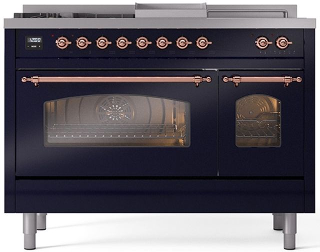 Ilve® Nostalgie II Series 48" Midnight Blue Pro Style Dual Fuel Range-0
