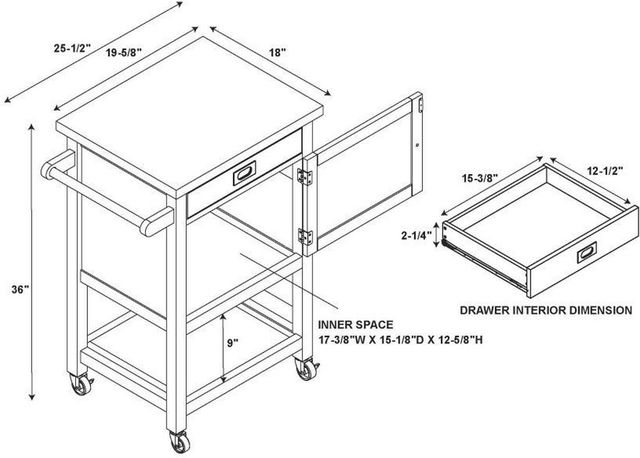 Linon Sydney Green Apartment Cart-3