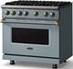 Viking® 5 Series 36" Novembery Sky Pro Style Gas (NG) Range with Brushed Brass Trim-2
