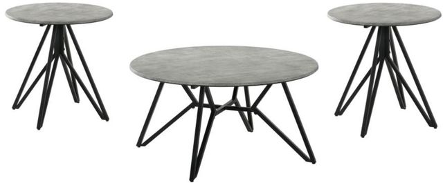 Coaster® Hadi 3-Piece Cement Occasional Table with Gunmetal Base Set-0