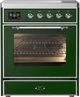 Ilve® Majestic III 30" Emerald Green Pro Style Induction Range with Triple Glass Door and Chrome Trim-0