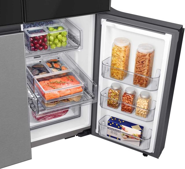 Samsung Bespoke 28.6 Cu. Ft. Charcoal Glass Top and Family Hub™+ Panels with Stainless Steel Bottom Panel French Door Refrigerator-4