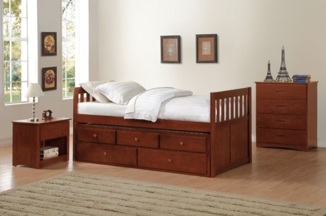 Homelegance® Rowe Dark Cherry Twin Over Twin Trundle Bed-1