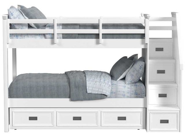 Elements International Hampton Kids White Youth Twin/Twin Loft Bed with Staircase and Trundle-2