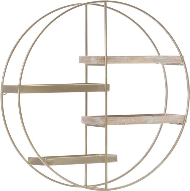 Linon Raine Gold/Gray Wash Wall Shelf-0