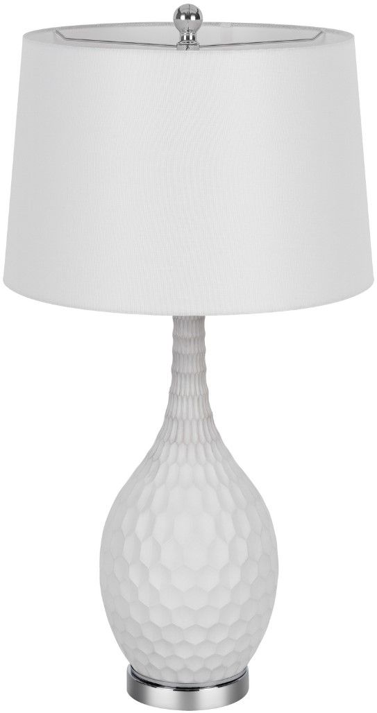 Cal® Lighting & Accessories Gourd Style 2-Piece Brushed Steel/Sculpture White Table Lamp Set-2