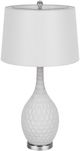 Cal® Lighting & Accessories Gourd Style 2-Piece Brushed Steel/Sculpture White Table Lamp Set-2