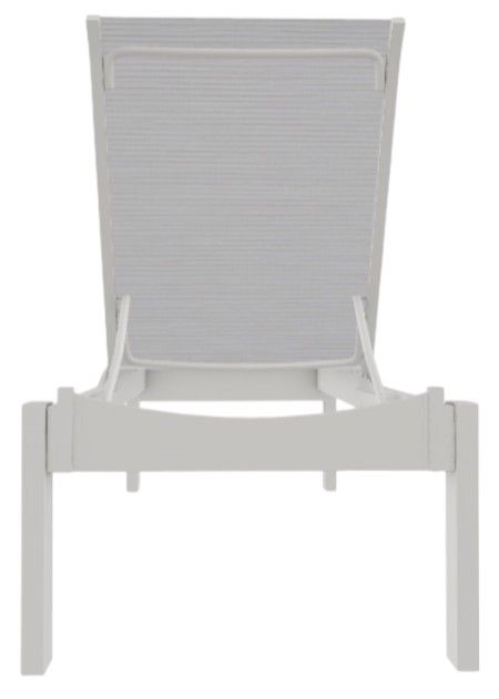 Telescope Casual Leeward Abalone/Snow Fabric/Polymer Outdoor MGP Sling Lay-Flat Stacking Armless Long Frame Chaise with Wheels-3