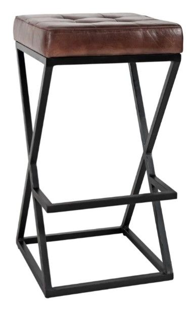 Jofran Inc. Global Archive Brooks Black/Dark Sienna Leather Counter Stool-0