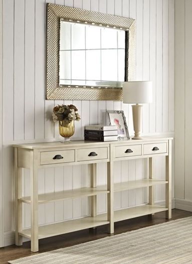 Powell® Antique Cream Crackle Console Table-1