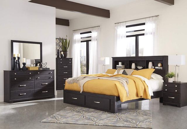 Signature Design by Ashley® Reylow Dark Brown King Storage Bookcase Bed-2
