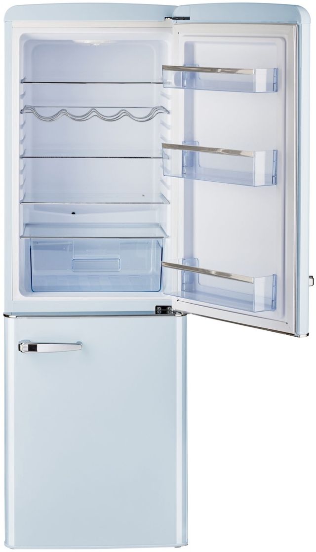 Unique® Appliances Classic Retro 7 Cu. Ft. Powder Blue Counter Depth Bottom Freezer Refrigerator-3
