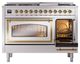Ilve® Nostalgie II Noblesse 48'' Stainless Steel Pro Style Dual Fuel Range with Brass Trim-4