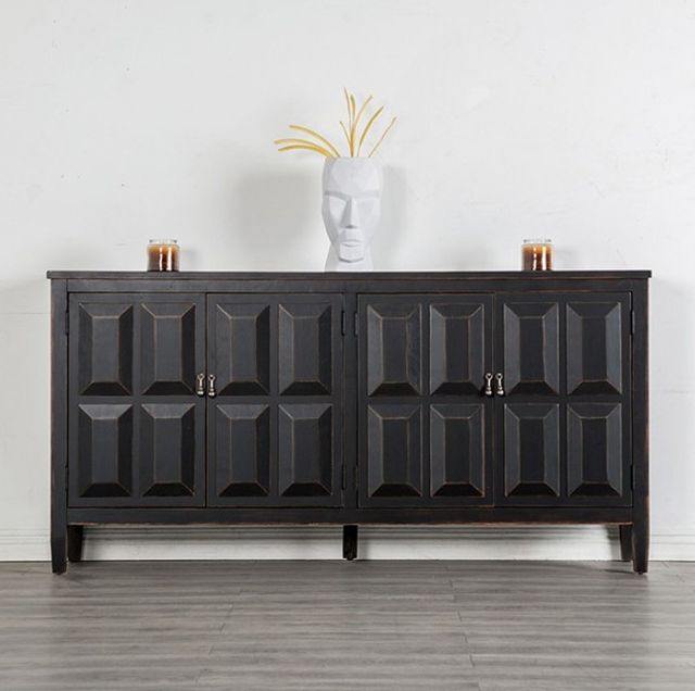 Furniture of America® Viggo Weathered Black 4-Door Cabinet-0