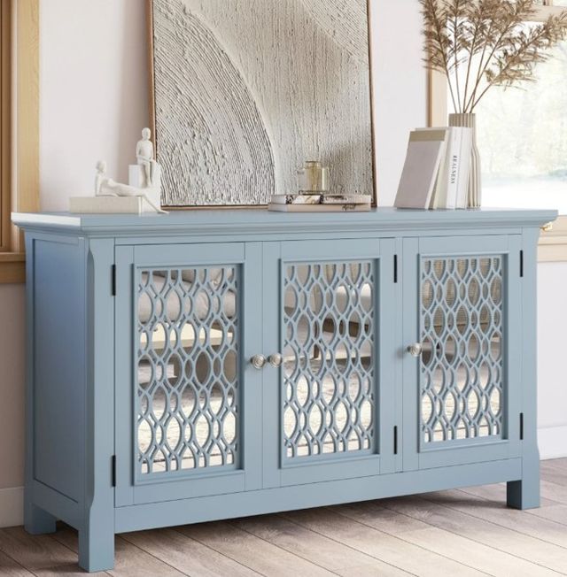 Jofran Inc. Isabella Blue 54" Mirrored Accent Cabinet-1