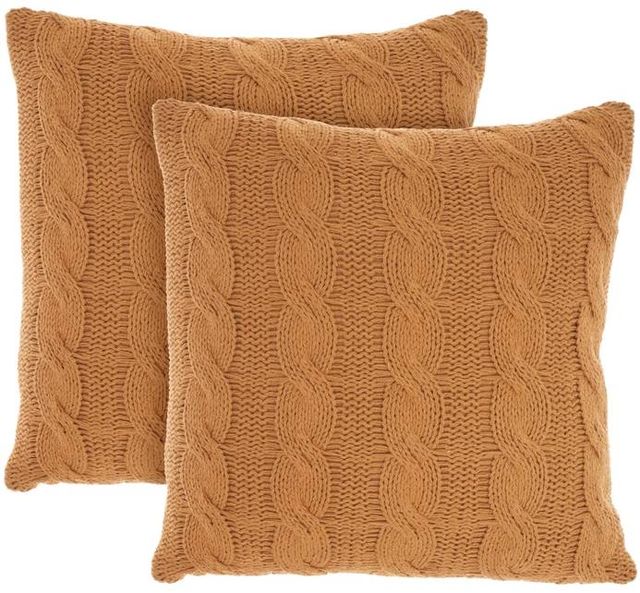 Nourison Home™ Lifestyle 2-Piece Gold Cotton Knitted Throw Pillows Set-0