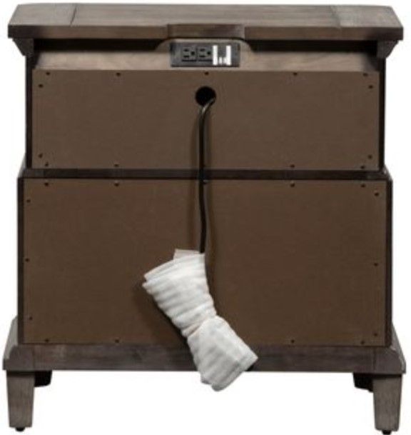Liberty Furniture Artisan Prairie Gray Dusty Wax Nightstand With Charging Station-3