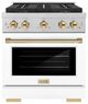 ZLINE Autograph Edition Paramount 30" 4.2 Cu. Ft. Satin Stainless Steel Gas Range with 4 Burner DuoPro™ Cooktop, Convection Gas Oven, White Matte Door and Polished Gold Accents-0