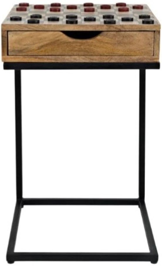 Jofran Inc. Global Archive Fairchild Brown Checkerboard C-Table with Black Base-2