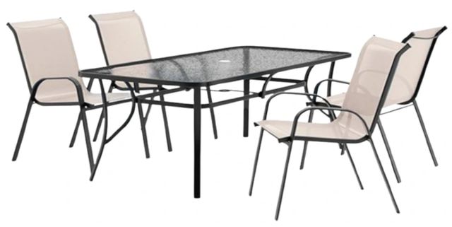 Furniture of America® Pierro 5-Piece Beige Glass/Metal Outdoor Dining Set-0