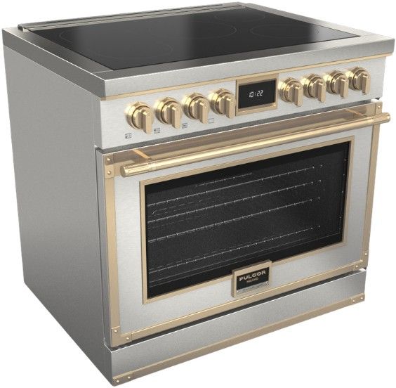 Fulgor Milano® Evoque 400 Series 36” Custom Pro Style Induction Range with Brushed Brass Trim-0