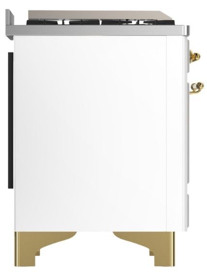 Ilve® Majestic III 40" White Pro Style Dual Fuel Liquid Propane Range with Triple Glass Door and Brass Trim-3