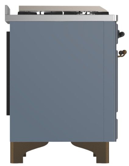 Ilve® Majestic III 40" Blue Gray Pro Style Dual Fuel Natural Gas Range with Solid Door and Burnished Trim-3